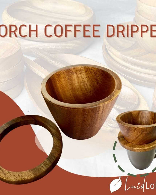 Luid Lokal Torch Coffee Dripper Pour Over with Free Coffee Filter Acacia Wood