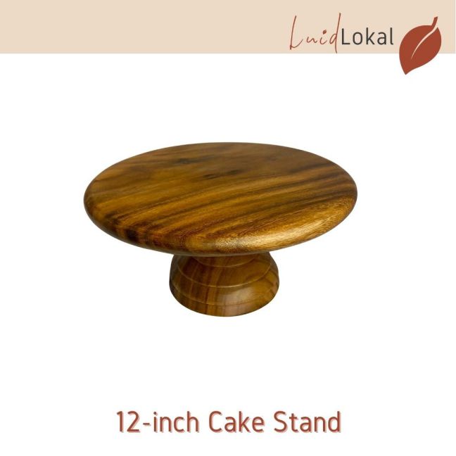 Luid Lokal Wooden Cake Stand 12-inch diameter Acacia Wood