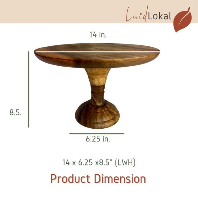 Luid Lokal Wooden Cake Stand 14-inch diameter Acacia Wood