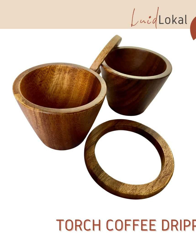 Luid Lokal Torch Coffee Dripper Pour Over with Free Coffee Filter Acacia Wood