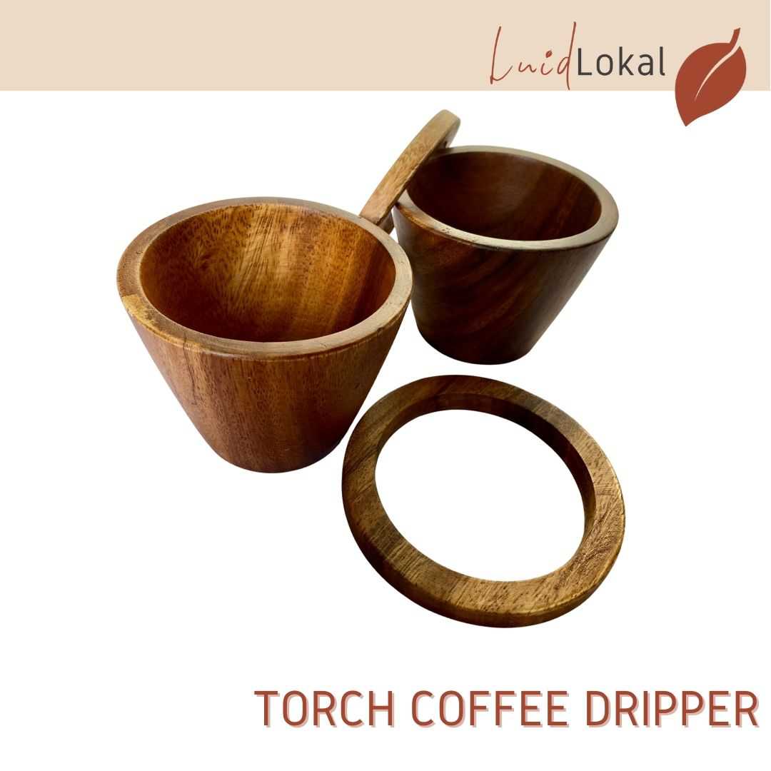 Luid Lokal Torch Coffee Dripper Pour Over with Free Coffee Filter Acacia Wood
