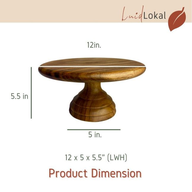 Luid Lokal Wooden Cake Stand 12-inch diameter Acacia Wood
