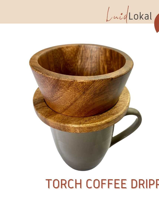 Luid Lokal Torch Coffee Dripper Pour Over with Free Coffee Filter Acacia Wood