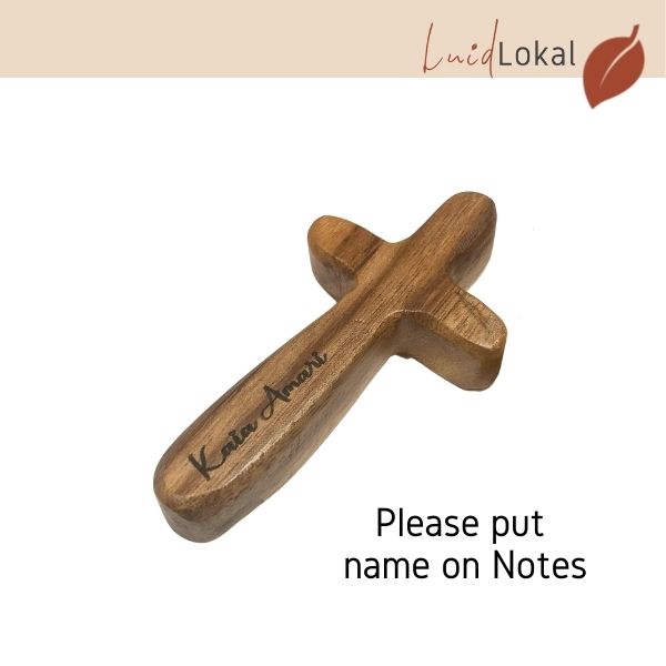 Luid Lokal Holding Comfort Praying Cross Acacia Wood Craft Personalized