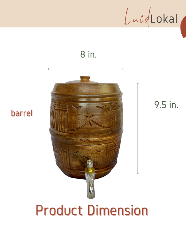 Luid Lokal Standing Barrel and Cups Set Beer Cocktails Juice Mango Wood