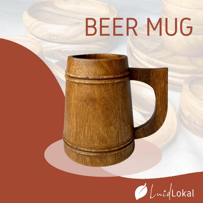 Luid Lokal  Mugs Beer Tankard Straight Coffee Choco Latte Acacia Wood
