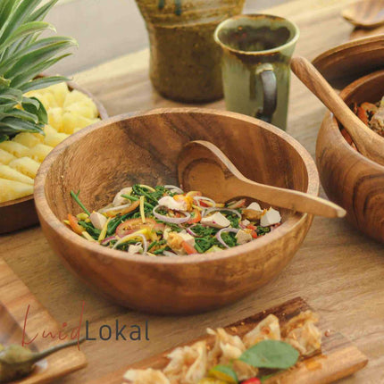 Luid Lokal  Big Serving Bowl Salad Fruits Acacia Wood