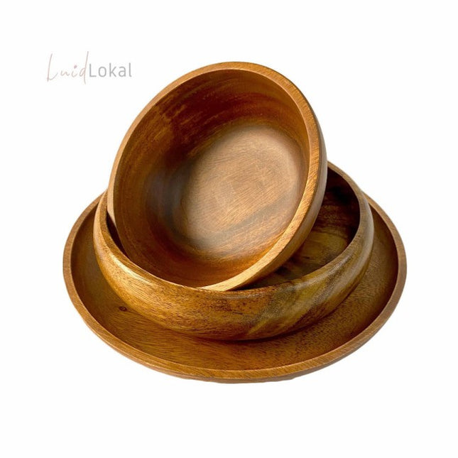 Luid Lokal Dinner Set Bundle Dinner Plate Calabash Bowl Smoothie Bowl Acacia Wood