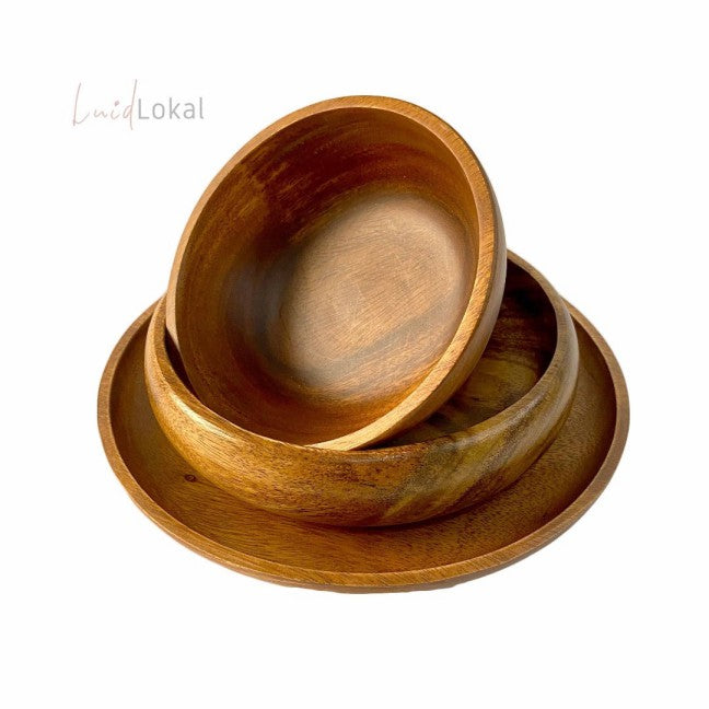 Luid Lokal Dinner Set Bundle Dinner Plate Calabash Bowl Smoothie Bowl Acacia Wood