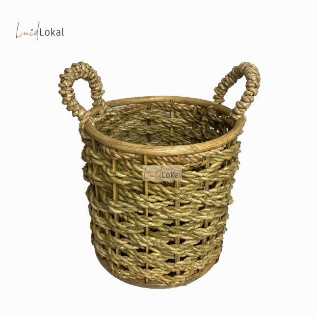 Luid Lokal Planter with Handles Storage Indoor Woven Buri