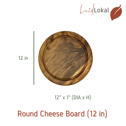 Luid Lokal Cheese Board Rectangle with Handle Round Serving Board Sandwich Bread Acacia Wood