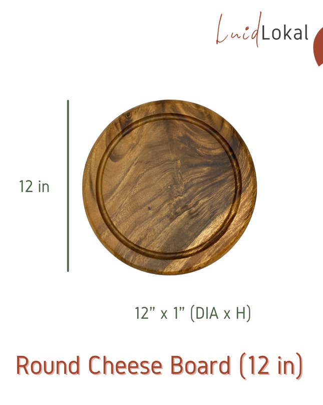 Luid Lokal Cheese Board Rectangle with Handle Round Serving Board Sandwich Bread Acacia Wood