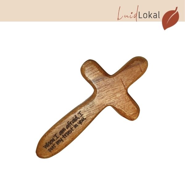 Luid Lokal Holding Comfort Praying Cross Acacia Wood Craft Personalized