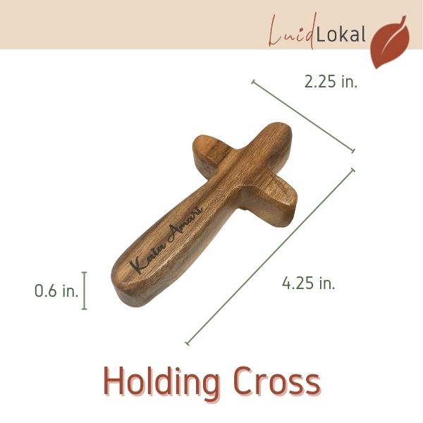 Luid Lokal Holding Comfort Praying Cross Acacia Wood Craft Personalized