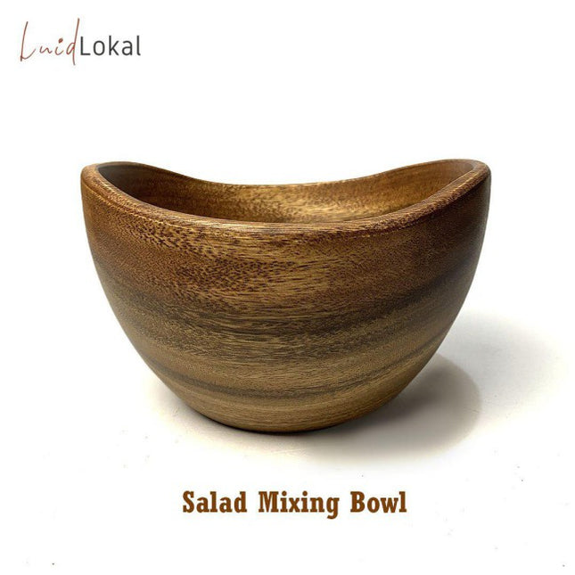 Luid Lokal Salad Mixing Bowl Large Wave Rim Bowl Acacia Wood