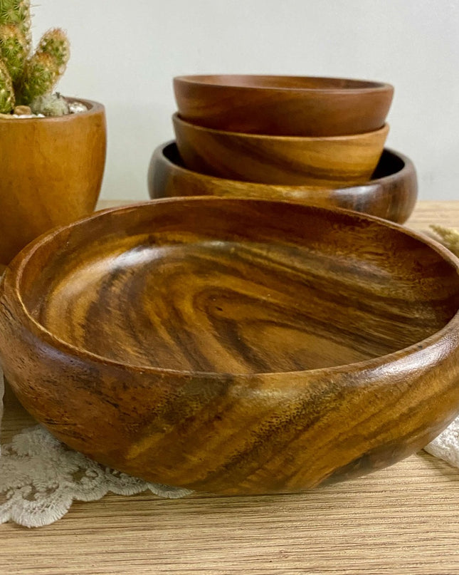 Luid Lokal Calabash Bowls Salad Snack Dish Server Acacia Wood