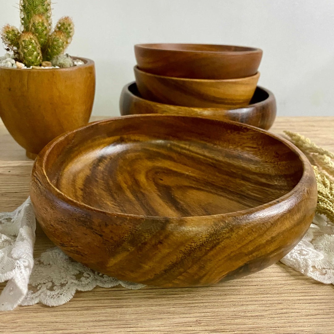 Luid Lokal Calabash Bowls Salad Snack Dish Server Acacia Wood