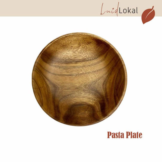 Luid Lokal Pasta Plate Serving Bowl Wide Shallow Acacia Wood