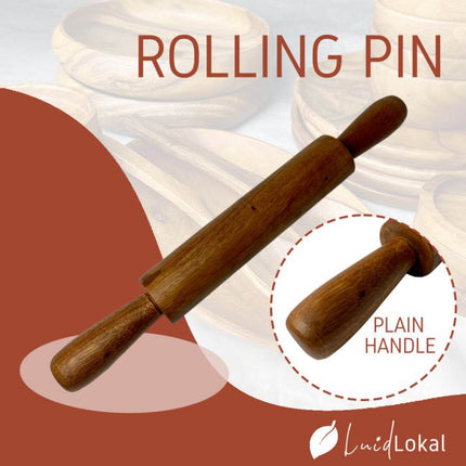 Luid Lokal Rolling Pin Long Plain Handle Dough Roller Pastry Bakery Pizza Acacia Wood