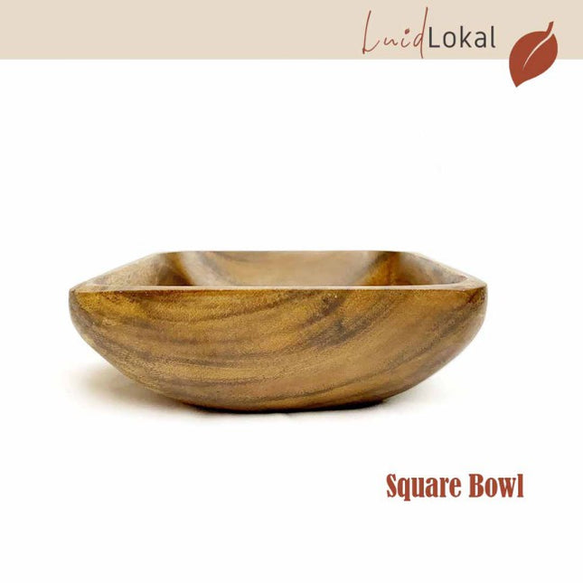 Luid Lokal Square Bowl Dip Tray Bowl Appetizers Dips Sauce Nuts Candy Seeds Desserts Acacia Wood