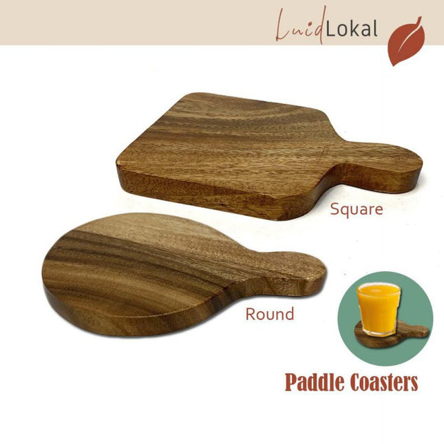 Luid Lokal Paddle Coasters Round Square Sampler Slider Block Acacia Wood