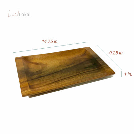 Luid Lokal Rectangle Tray Serving Platter Tea Coffee Table Dessert Tray Acacia Wood