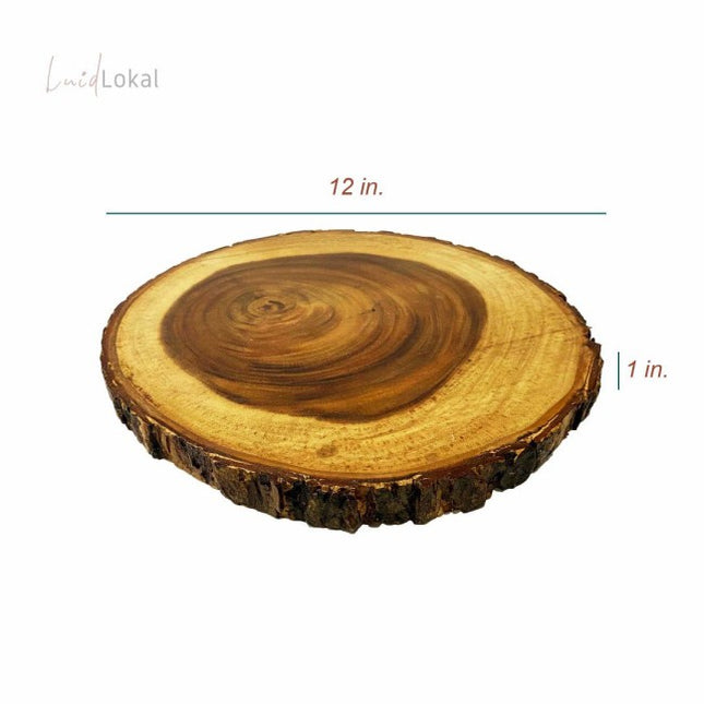Luid Lokal Rustic  Log Slice with Natural Bark 5 sizes Acacia Wood