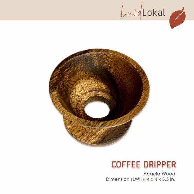 Luid Lokal Coffee Dripper Pour Over with Free Coffee Filter Acacia Wood