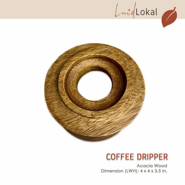 Luid Lokal Coffee Dripper Pour Over with Free Coffee Filter Acacia Wood