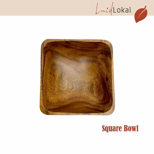 Luid Lokal Square Bowl Dip Tray Bowl Appetizers Dips Sauce Nuts Candy Seeds Desserts Acacia Wood