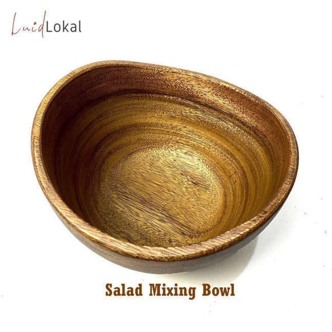 Luid Lokal Salad Mixing Bowl Large Wave Rim Bowl Acacia Wood