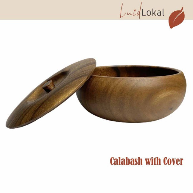 Luid Lokal Calabash Bowl with Cover Big Bowl Server Collections Acacia Wood