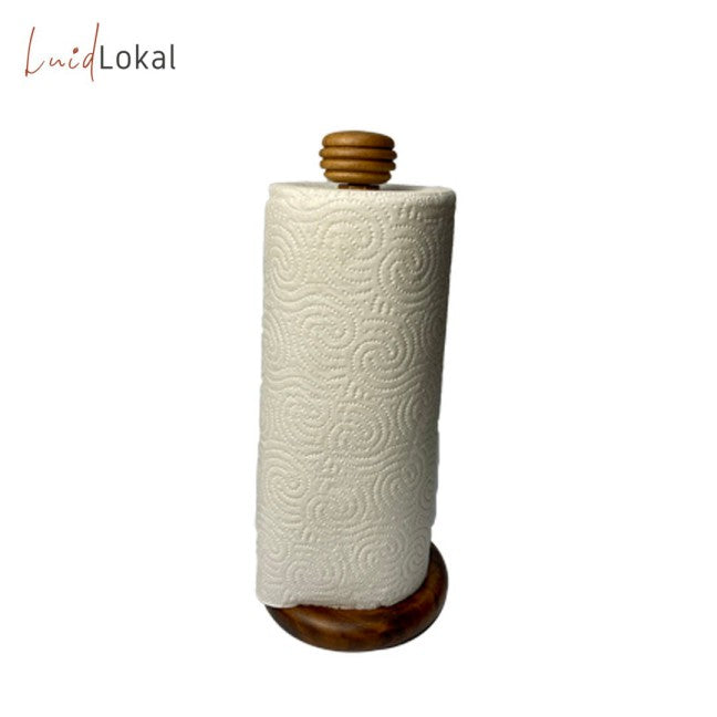 Luid Lokal Kitchen Towel Holder Bathroom Tissue Organizer Donut Stacker Acacia Wood