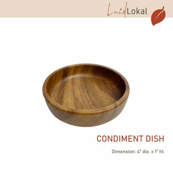 Luid Lokal Condiment Dish Set 4 PCS Dip Sauce Salsa Ketchup Acacia Wood