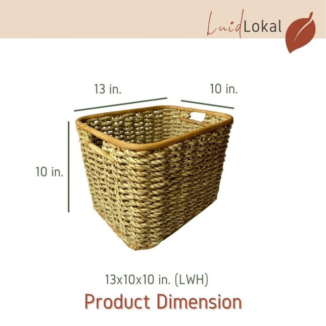 Luid Lokal Basket Organizer Box with Built In Handles Woven Buri