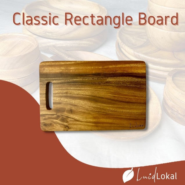 Luid Lokal Classic Rectangle Chopping Cutting Board with Handle Acacia Wood