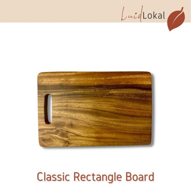 Luid Lokal Classic Rectangle Chopping Cutting Board with Handle Acacia Wood