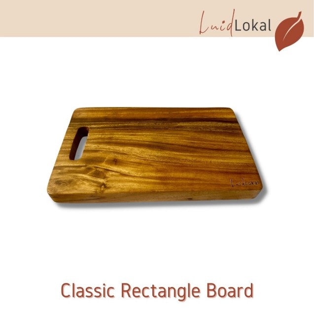 Luid Lokal Classic Rectangle Chopping Cutting Board with Handle Acacia Wood