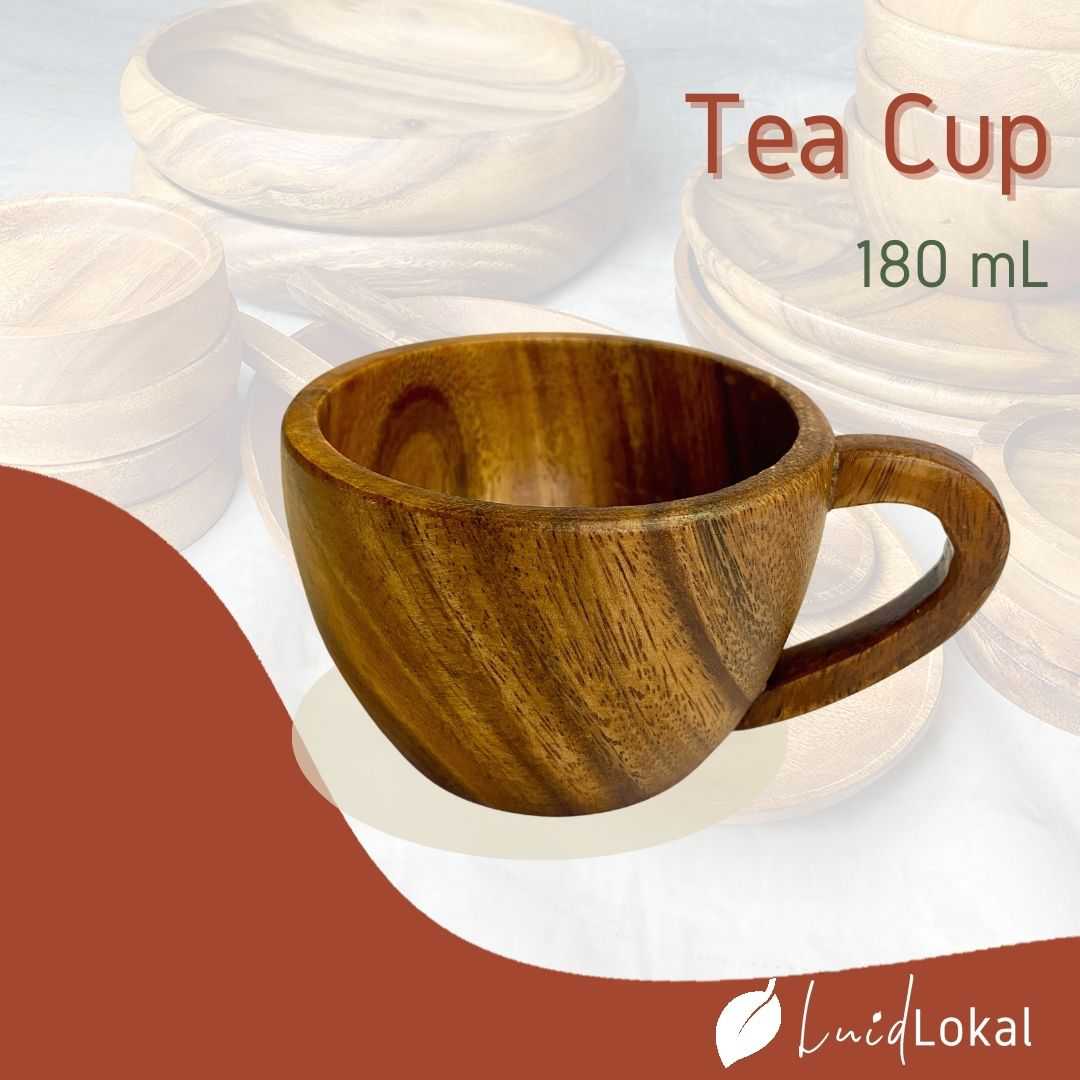 Handmade Wooden Coffee Cup Tea Cups Drinking Wood Mug with Handle for Beer/ Coffee/Milk,4 PACK/1Set 