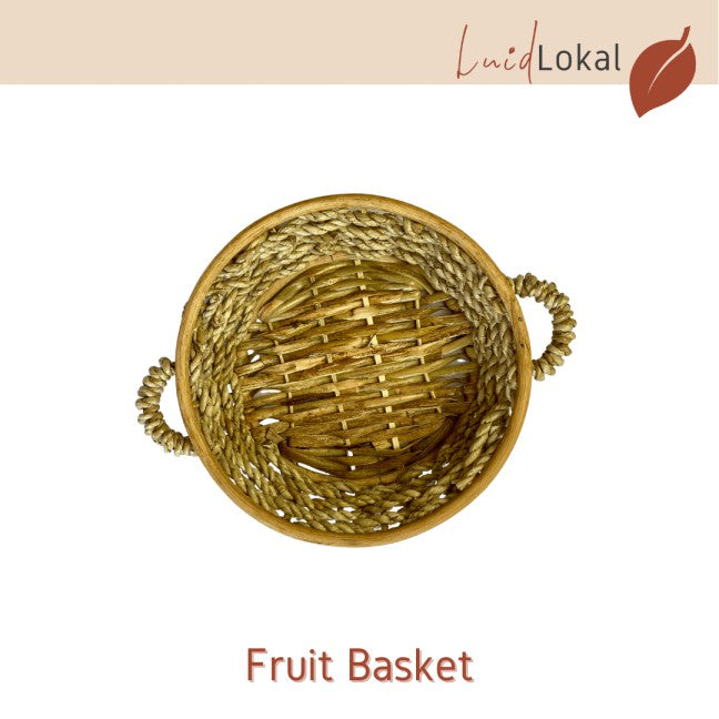 Luid Lokal Round Fruit Bowl Basket with Handles Bread Storage Woven Buri