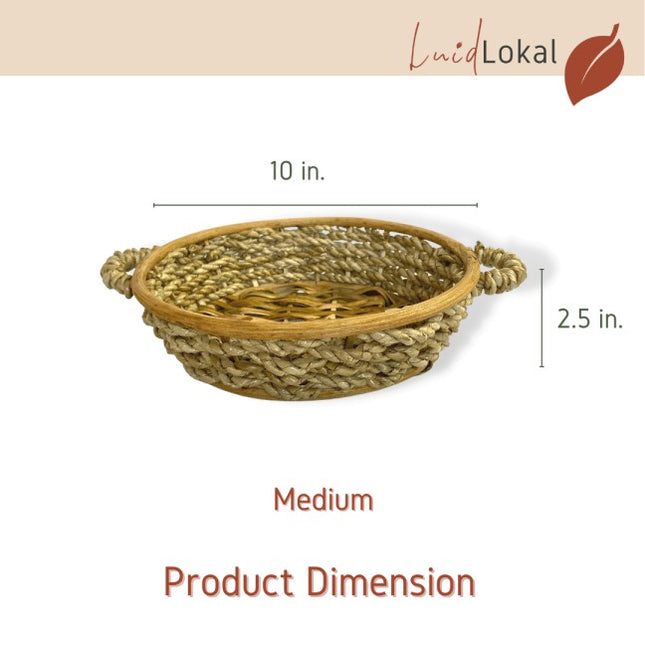 Luid Lokal Round Fruit Bowl Basket with Handles Bread Storage Woven Buri