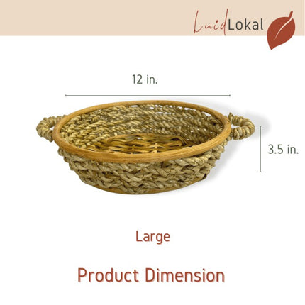 Luid Lokal Round Fruit Bowl Basket with Handles Bread Storage Woven Buri