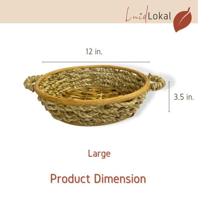 Luid Lokal Round Fruit Bowl Basket with Handles Bread Storage Woven Buri