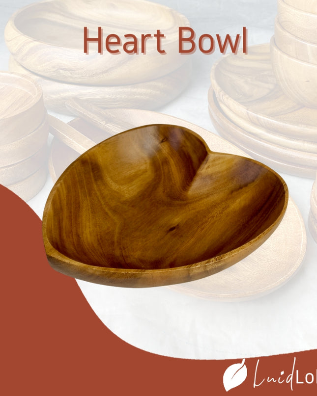 Luid Lokal Heart Bowl Chips Server Jewelry Keys Coins Container Limited Edition Acacia Wood