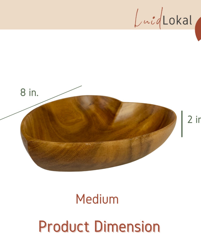 Luid Lokal Heart Bowl Chips Server Jewelry Keys Coins Container Limited Edition Acacia Wood