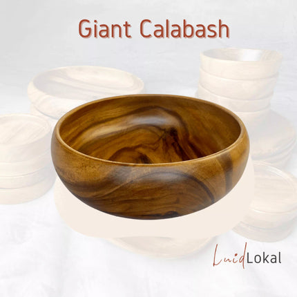 Luid Lokal Giant Calabash Bowl Family Salad Soup Server Foot Hand Spa Bowl Acacia Wood