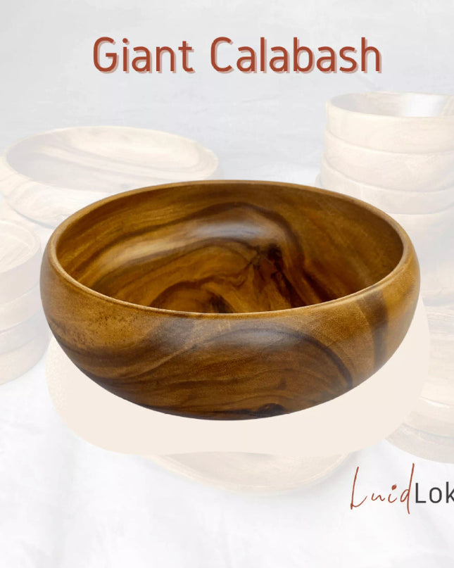 Luid Lokal Giant Calabash Bowl Family Salad Soup Server Foot Hand Spa Bowl Acacia Wood