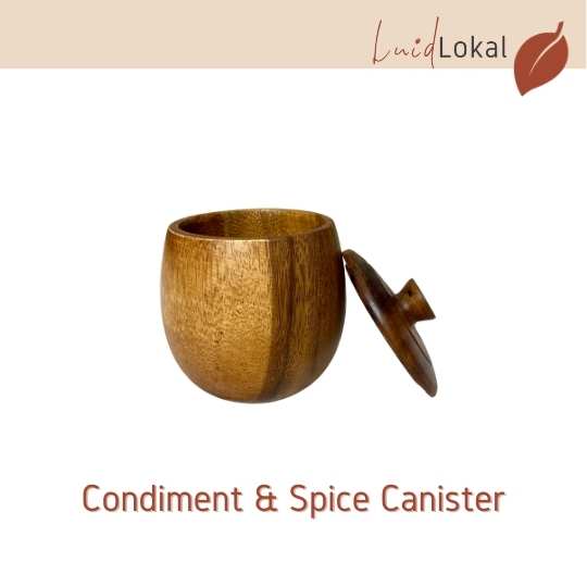 Luid Lokal Condiment Canister Spice Sugar Salt Jar with Cover Acacia Wood