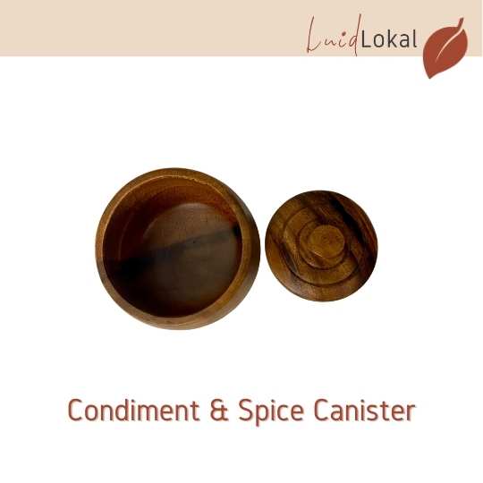 Luid Lokal Condiment Canister Spice Sugar Salt Jar with Cover Acacia Wood