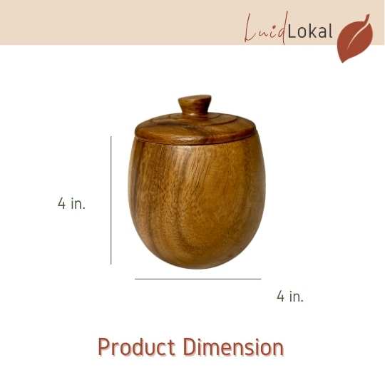 Luid Lokal Condiment Canister Spice Sugar Salt Jar with Cover Acacia Wood